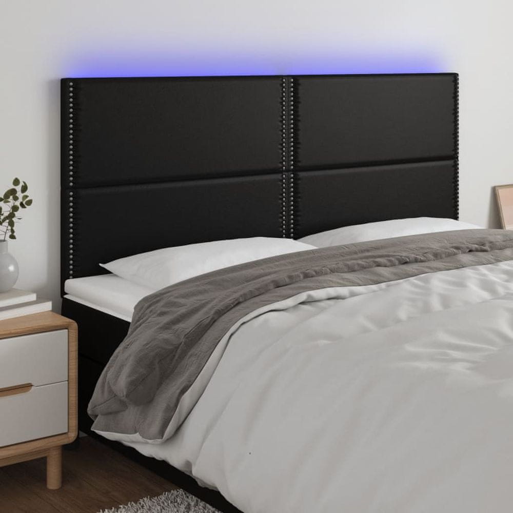 Vidaxl Čelo postele s LED čierne 180x5x118/128 cm umelá koža